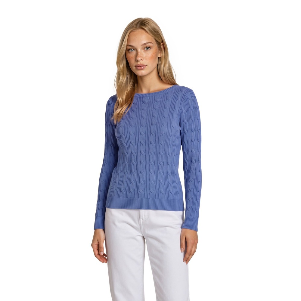 Lauren Ralph Lauren Sweater Women's Size Large Periwinkle Cable Knit 100% Cotton